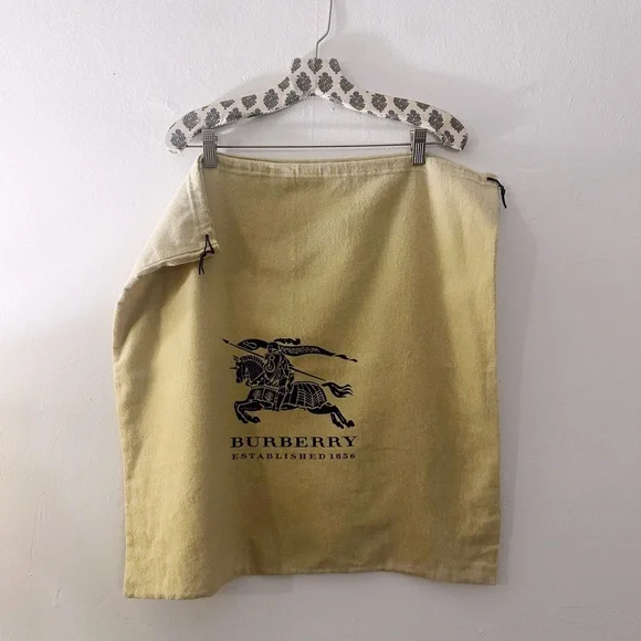 Burberry Drawstring Dust Bag Purse Storage Travel Tan Black - Picture 3 of 3